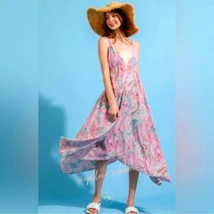 Loveriche hot pink mix Paisley Print maxi dress